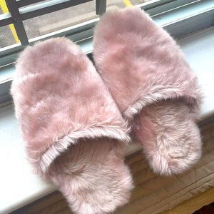 Jcrew fur sleeper slippers sz 8 Pink